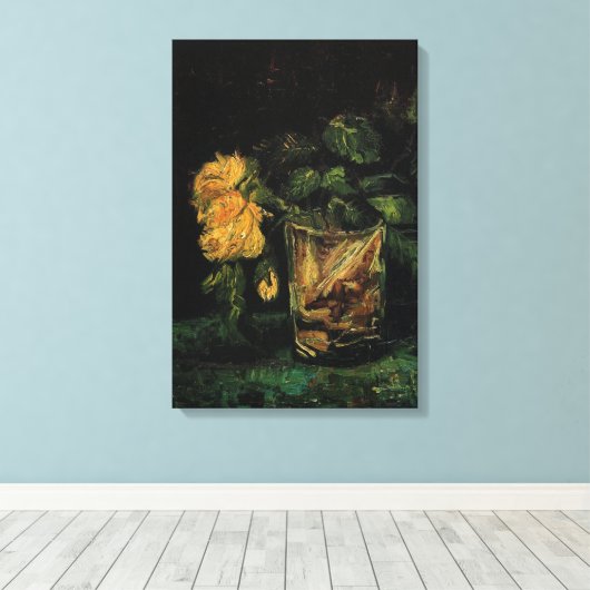 Glas mit Rose von Vincent van Gogh Leinwanddruck (Insitu (Holzboden))