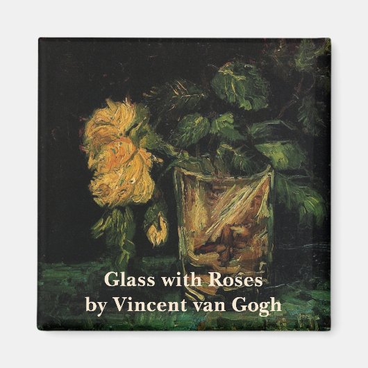 Glas mit Rose von Vincent van Gogh Magnet (Vorne)