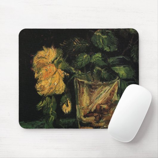 Glas mit Rose von Vincent van Gogh Mousepad (Mit Mouse)