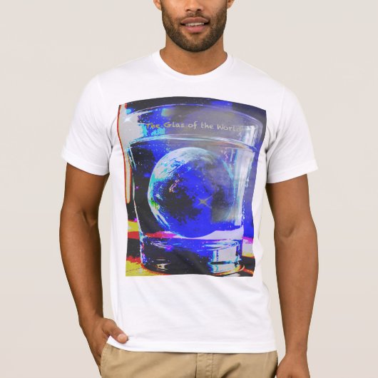 Glas mit Welt T-Shirt (Vorderseite)