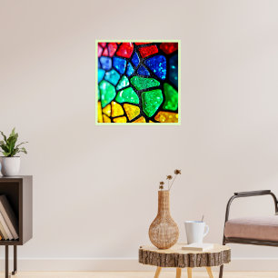 Glas-Mosaik-Kunst in glänzendem Regenbogen Poster