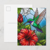 Glas-Patchwork-Kolibri-Garten-Blumenmosaik Postkarte (Vorne/Hinten)