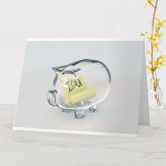 Glas Piggy Bank IOU Karte (Gelbe Blume)
