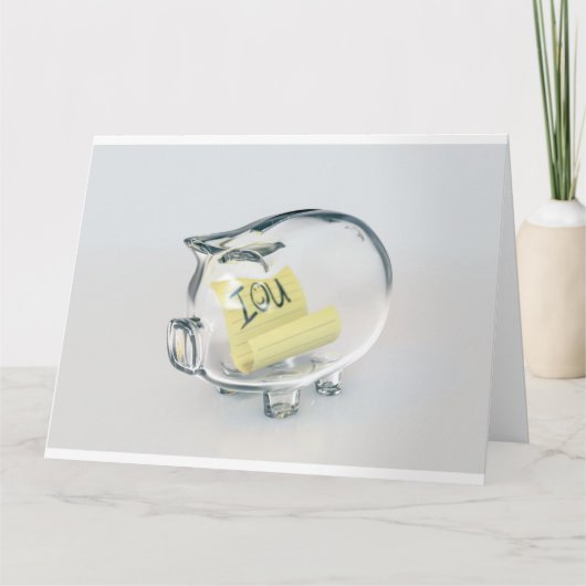 Glas Piggy Bank IOU Karte (Vorderseite)
