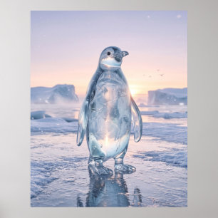 Glas Pinguin Eis Horizont Poster