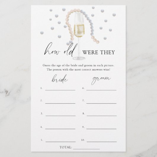 Glas Prosecco - Wie alt waren sie bei einem Bridal (Vorderseite)