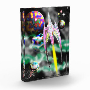 Glas-Raketen-Farbillustration Acrylblock Fotoblock