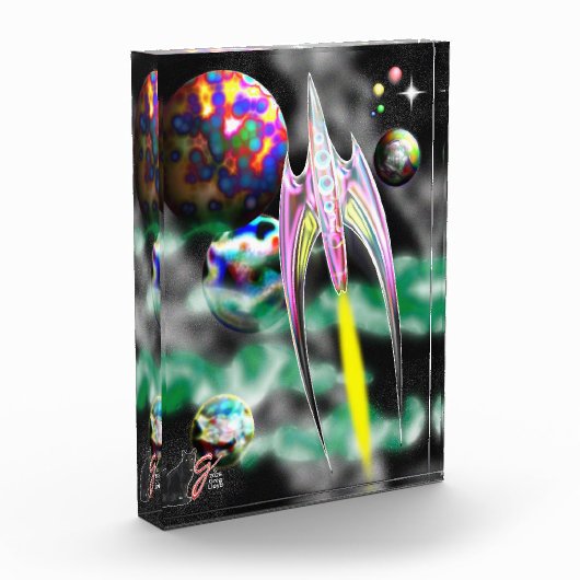 Glas-Raketen-Farbillustration Acrylblock Fotoblock (Links)