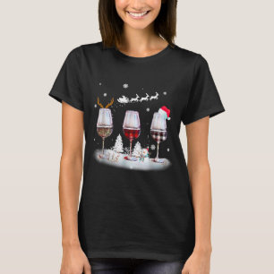 Glas Roter Wein Weihnachtsleopard Glas Rot T-Shirt