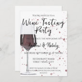 Glas Rotwein Aquarell Einladung (Vorne/Hinten)