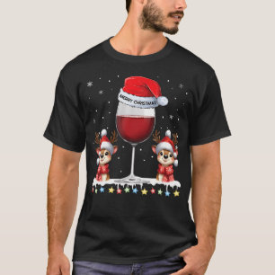 Glas Rotwein Lustiges Rentier Weihnachten Männer C T-Shirt