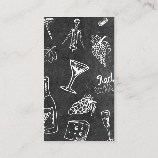 Glas Rotwein | Trauben Visitenkarte (Rückseite)