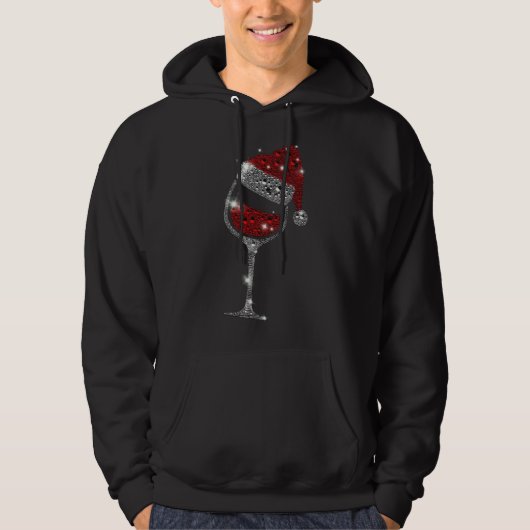 Glas Rotwein Weihnachtsmannmütze Weihnachten für M Hoodie (Vorderseite)