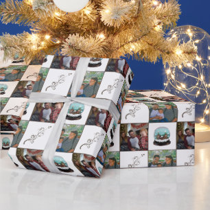 Glas-Schneeballdorf Braun Weihnachten 2 Foto   Geschenkpapier