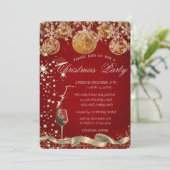 Glas, Schneeflocken Balls Rote Firma Weihnachten Einladung (Stehend Vorderseite)