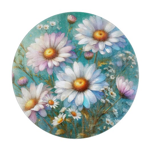 Glas Schneidbrett Daisy Floral Schneidebrett (Vorderseite)