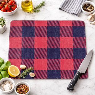 Glas Schneidbrett Hot Pink Magenta Indigo Kariert Schneidebrett