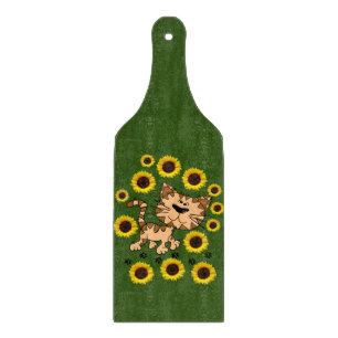 Glas Schneidbrett Katze Floral Miauen Schneidebrett