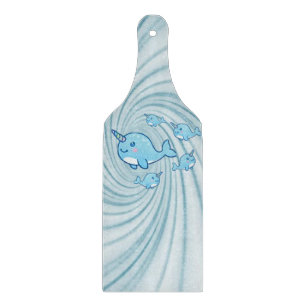 Glas Schneidbrett Narwal Blau Schneidebrett