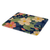 Glas-Schneidbrett Navy Rosa Blumen Botanisch Schneidebrett (Ecke)