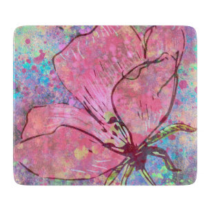Glas Schneidbrett rosa Blume Schneidebrett