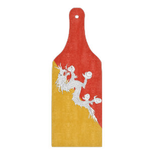 Glas-Schneidbrett-Schieber mit der Flagge Bhutans Schneidebrett
