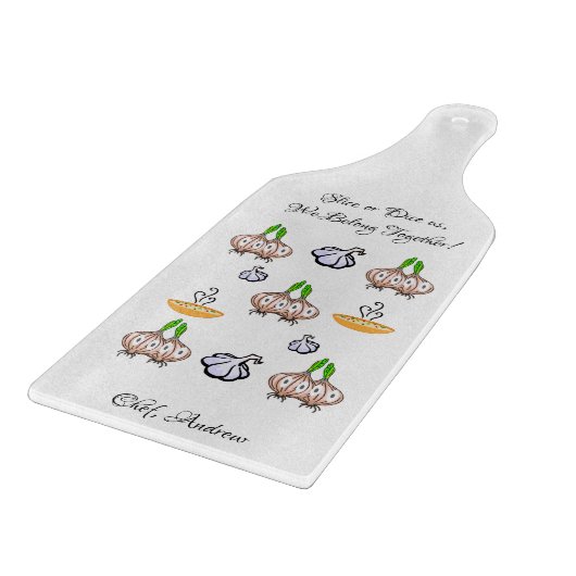 Glas Schneidebrett Onions Knoblauchsuppe gehört un (Ecke)