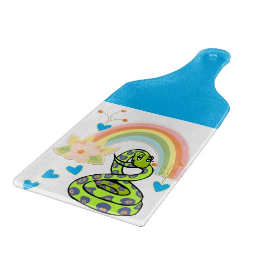 Glas Schneidebrett Schlange Regenbogen Blau (Ecke)