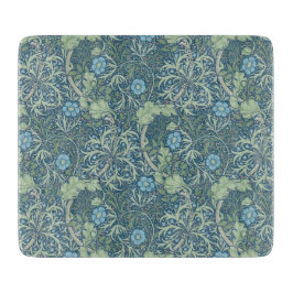 GLAS-SCHNITTSTELLE: WILLIAM MORRIS : BLUE FLORAL SCHNEIDEBRETT