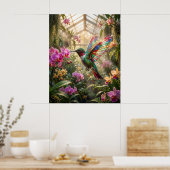 Glas-Schwebekolibri-Orchideen-Glanz Poster (Küche)