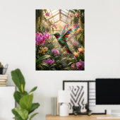 Glas-Schwebekolibri-Orchideen-Glanz Poster (Heimbüro)