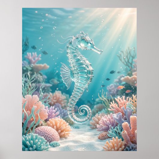 Glas-Seepferdchen Ozean-Glanz Poster (Vorne)