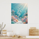 Glas-Seepferdchen Ozean-Glanz Poster (Küche)
