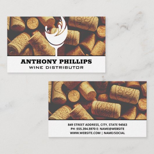 Glas-Splash | Korken Visitenkarte (Vorne/Hinten)