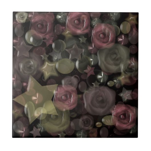 Glas, Sterne, Blume Fliese (Vorderseite)