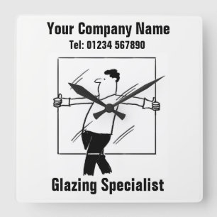 Glas und glänzende Bürowand Quadratische Wanduhr