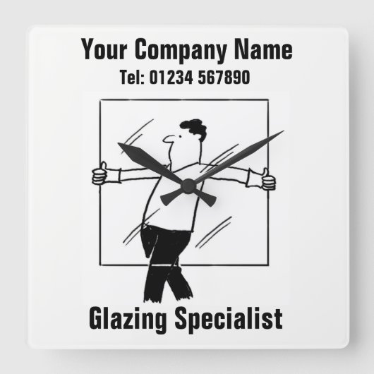 Glas und glänzende Bürowand Quadratische Wanduhr (Vorderseite)