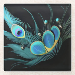 Glas-Unterlage/Majestätischer Pfau/Unterlage Glasuntersetzer