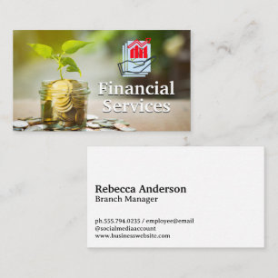 Glas voller Wechselgeld   Finanzlogo Visitenkarte