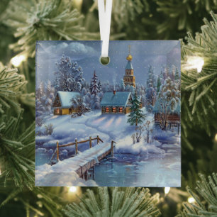 Glas-Weihnachtsdekoration - Winterlandschaft Ornament Aus Glas