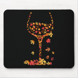 Glas Wein Ahornblatt Herbst Lustig Trinken Wein Mousepad
