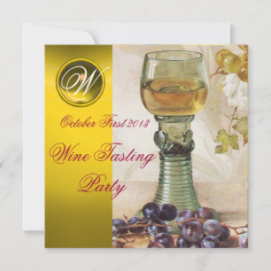 GLAS WEIN, ALTER WEINGARTEN PARTY-MONOGRAMM EINLADUNG