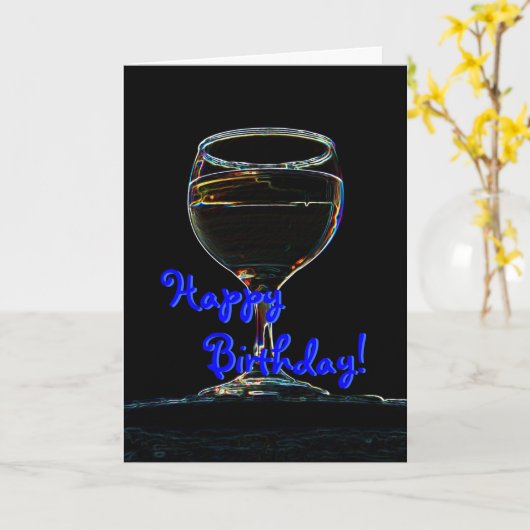 Glas Wein Geburtstagkarte Karte (Gelbe Blume)