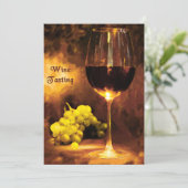 Glas Wein, grüne Trauben, Kerzenlicht-Probieren Einladung (Stehend Vorderseite)