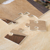 Glas Wein mit Brikenkäse auf dem Eiffelturm Puzzle (Seite)