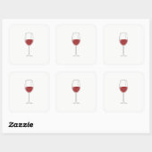 Glas Wein Quadratischer Aufkleber (Blatt)