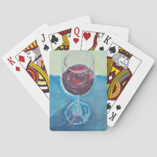 Glas Wein, Spaß und trendige Kunstwerke Spielkarten