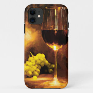 Glas Wein u. grüne Trauben im Kerzenlicht Case-Mate iPhone Hülle