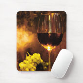 Glas Wein u. grüne Trauben im Kerzenlicht Mousepad (Mit Mouse)