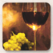 Glas Wein u. grüne Trauben im Kerzenlicht Untersetzer (Vorderseite)